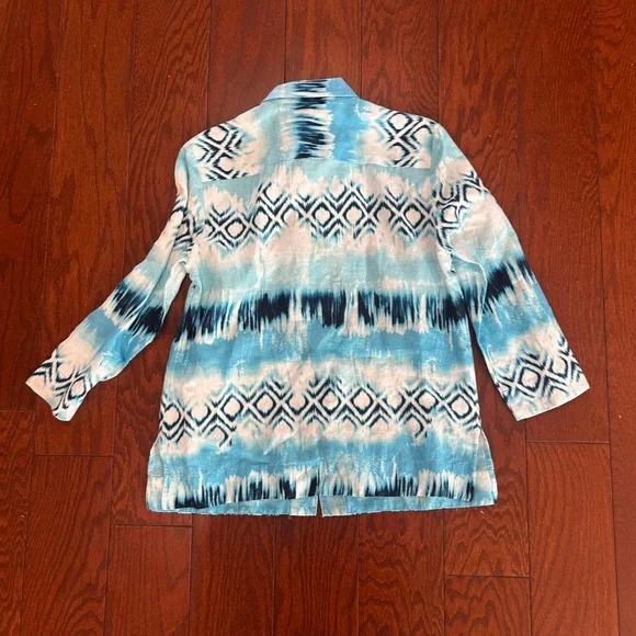 3 Shirts Tops Blouses 3/4 sleeve button up summer beach lightweight - Picture 15 of 15